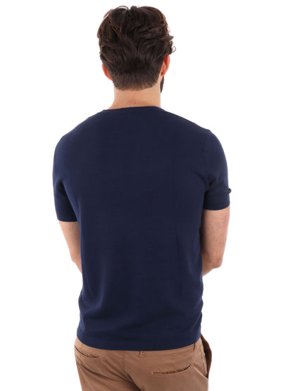T-SHIRT IN MAGLIA GIANNI LUPO UOMO BLU