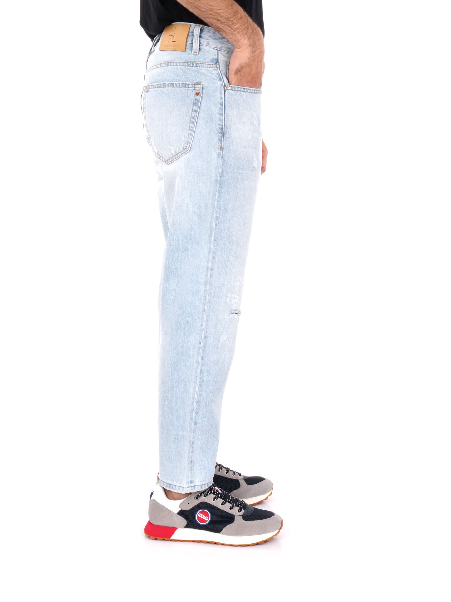 DENIM DAD CON STRAPPI GIANNI LUPO UOMO JEANS CHIARO