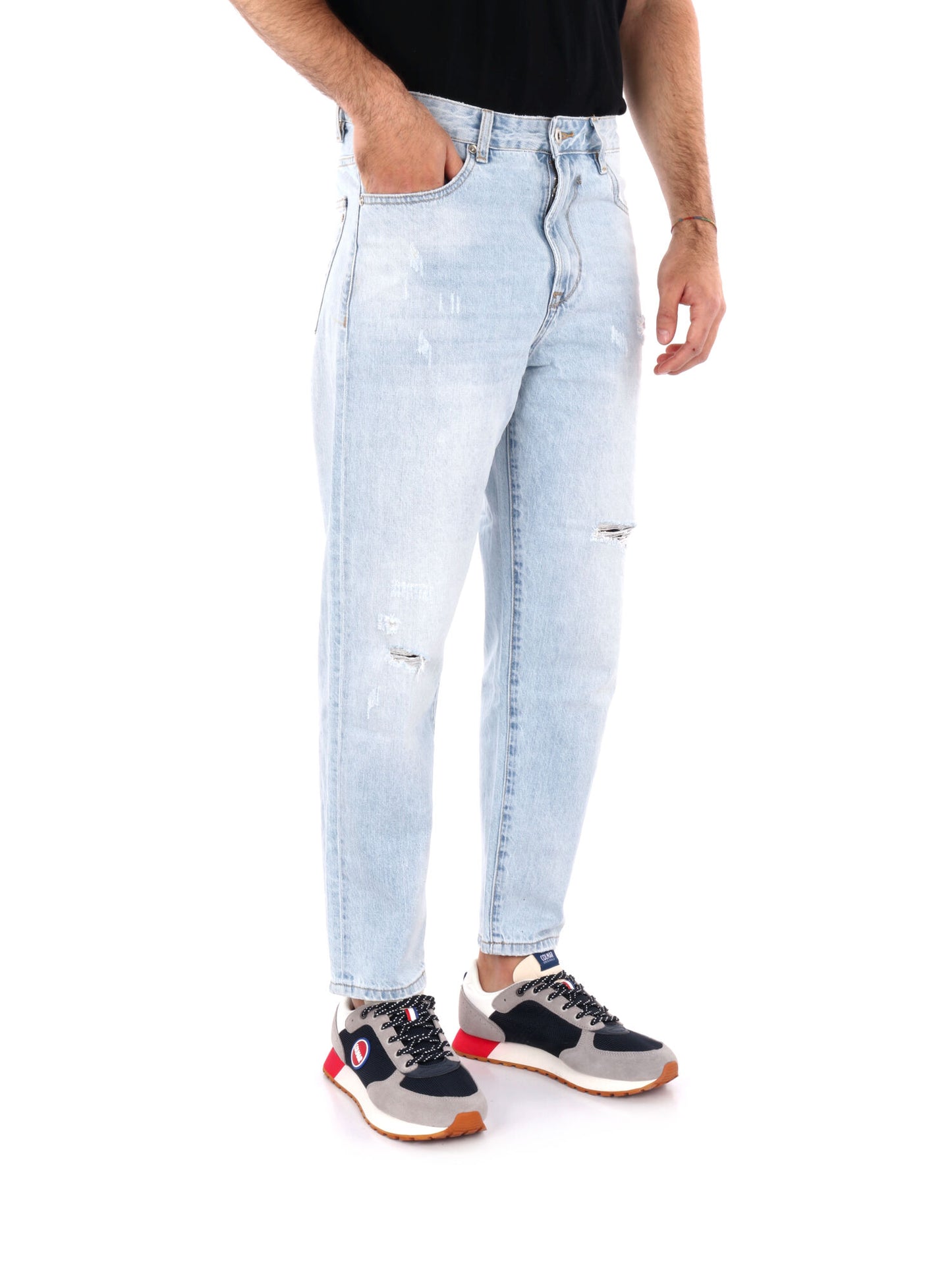 DENIM DAD CON STRAPPI GIANNI LUPO UOMO JEANS CHIARO