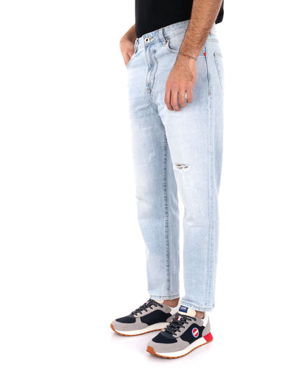 DENIM DAD CON STRAPPI GIANNI LUPO UOMO JEANS CHIARO