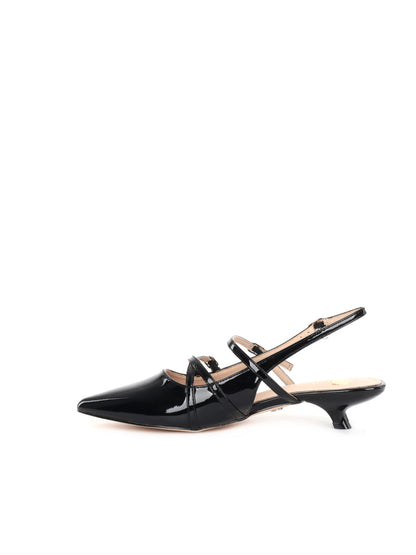 SLINGBACK BASSA IN VERNICE CLYO' DONNA NERO