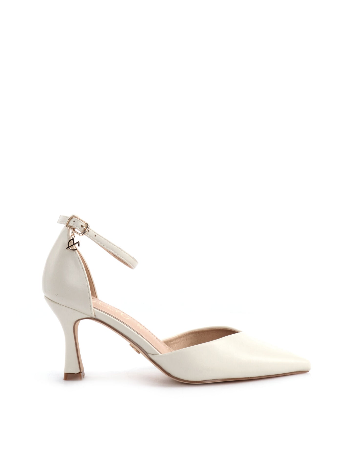 Décolleté beige con cinturino e tacco rocchetto da donna Clyo'