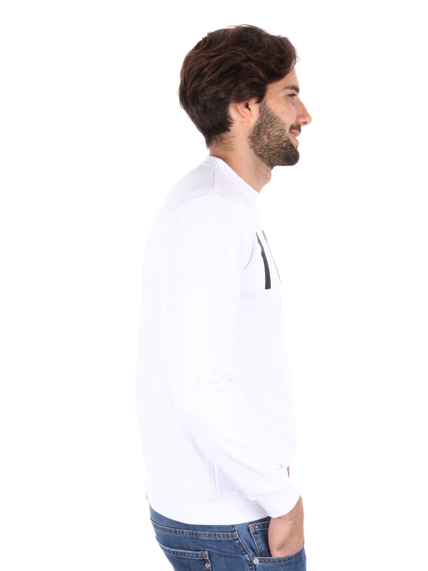 FELPA BASIC CON MAXI LOGO ICON UOMO BIANCO