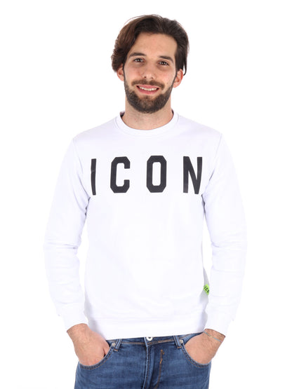 FELPA BASIC CON MAXI LOGO ICON UOMO BIANCO