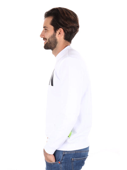 FELPA BASIC CON MAXI LOGO ICON UOMO BIANCO
