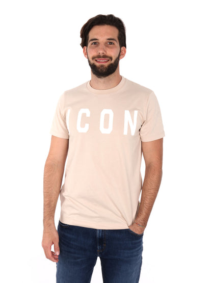 T-SHIRT BASIC CON MAXI LOGO ICON UOMO AVORIO