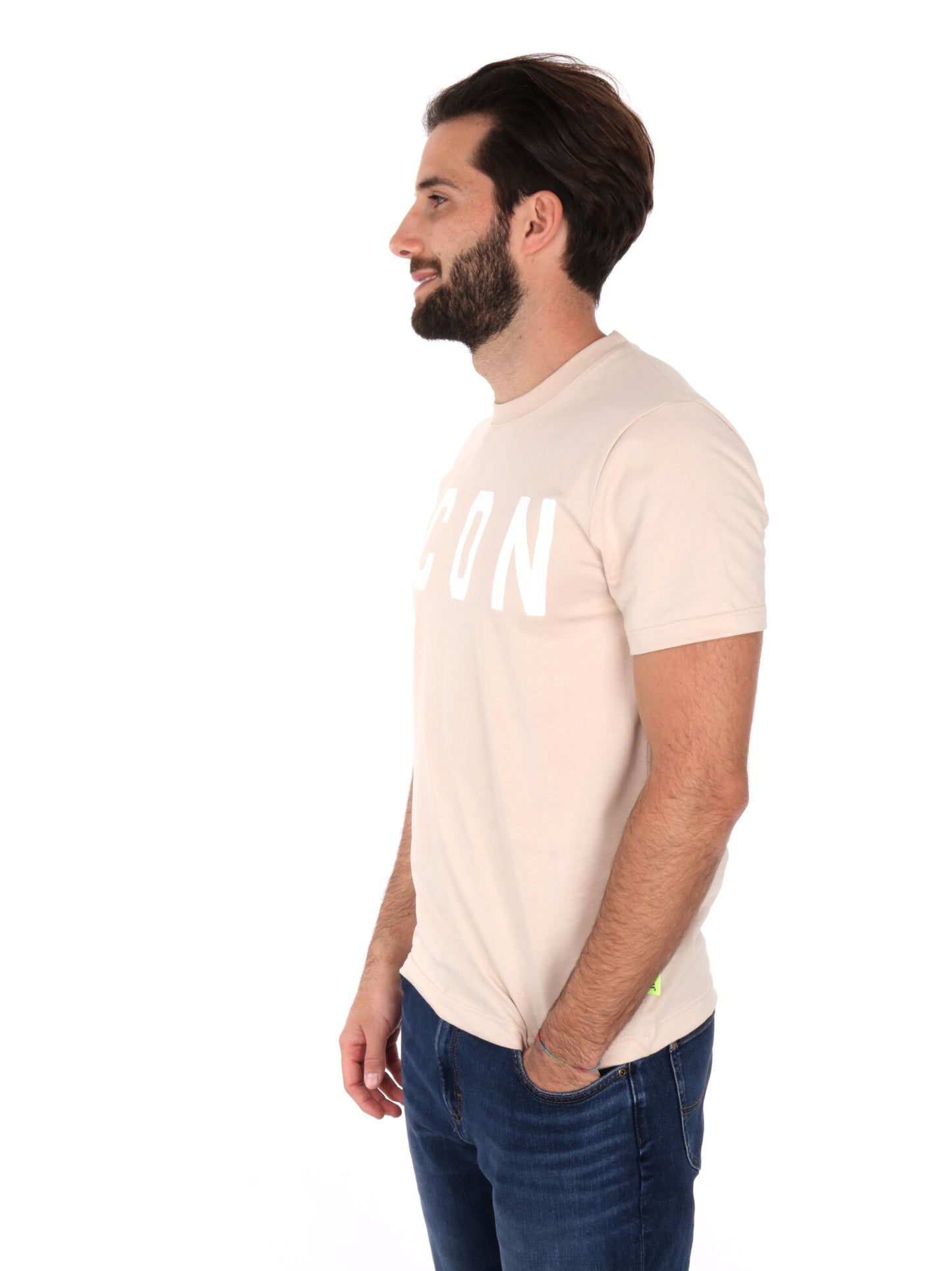 T-SHIRT BASIC CON MAXI LOGO ICON UOMO AVORIO