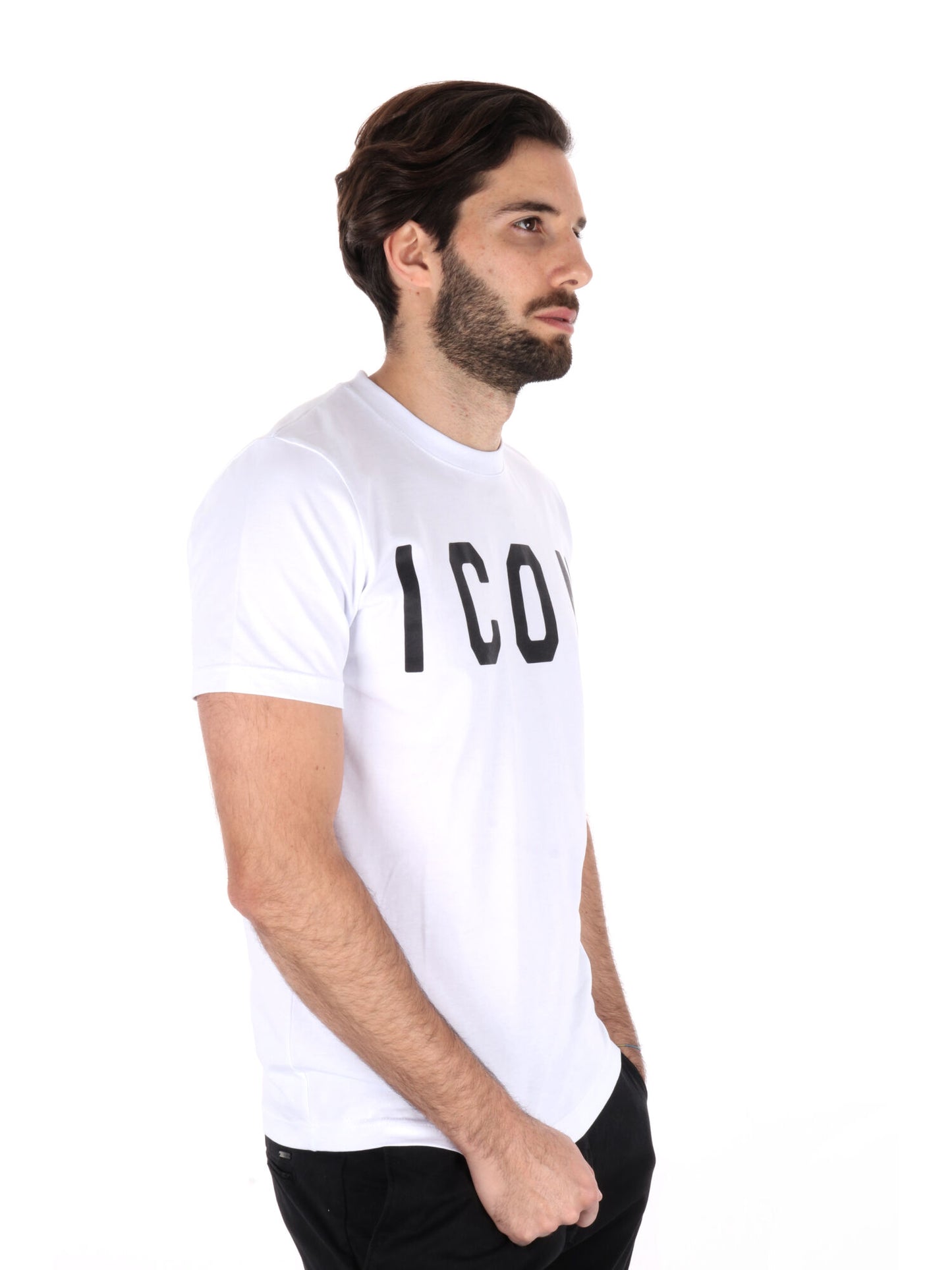T-SHIRT BASIC CON MAXI LOGO ICON UOMO BIANCO