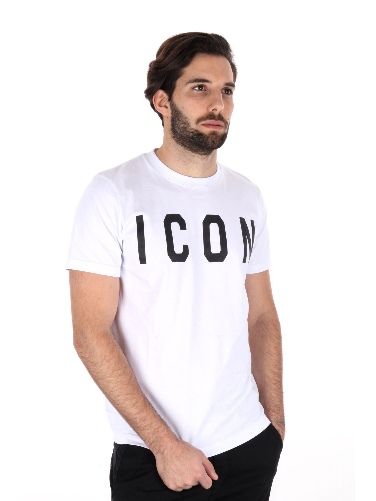 T-SHIRT BASIC CON MAXI LOGO ICON UOMO BIANCO