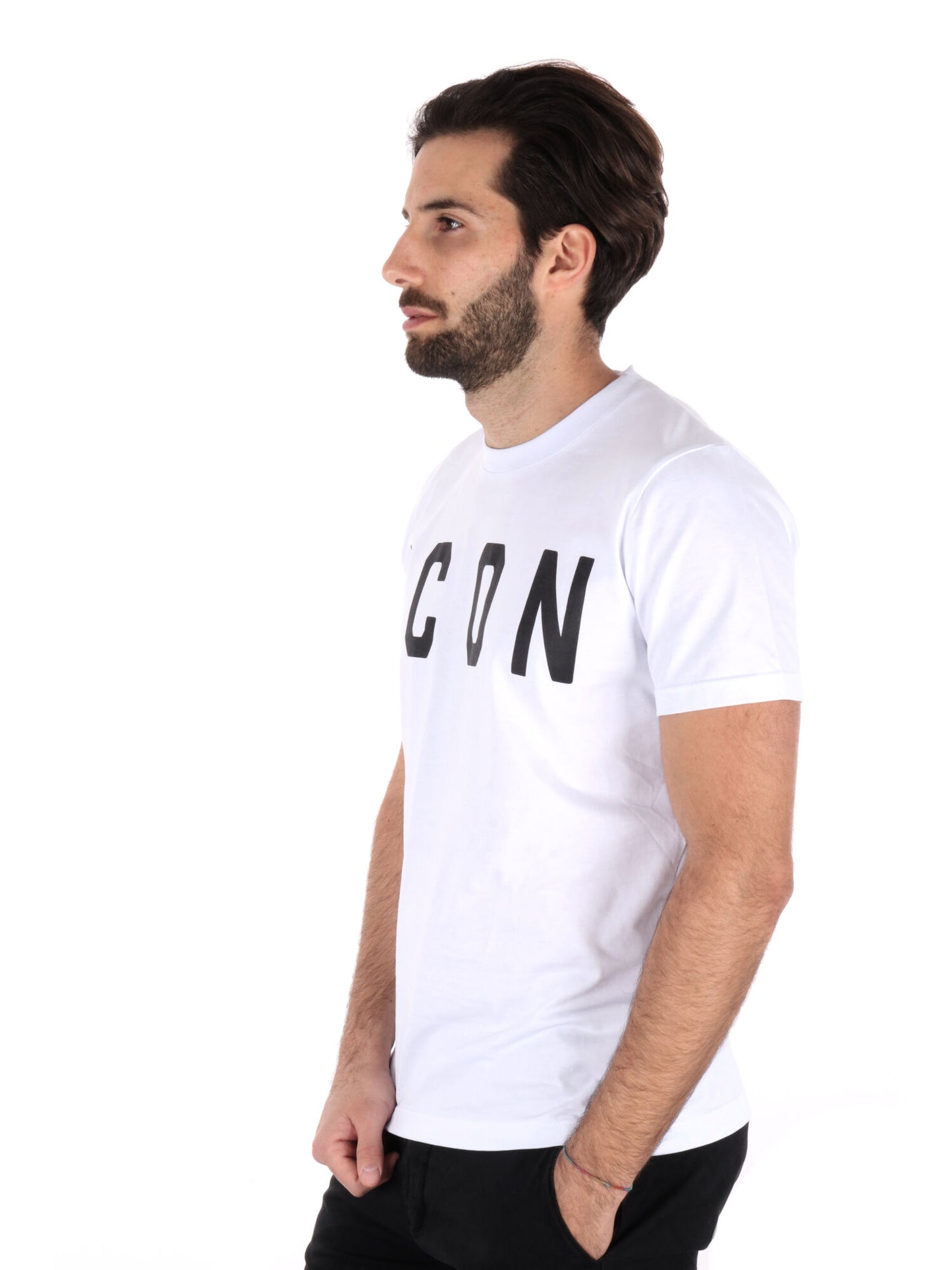T-SHIRT BASIC CON MAXI LOGO ICON UOMO BIANCO