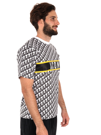T-SHIRT LOGO ALL-OVER CON FASCIA ICON UOMO BIANCO