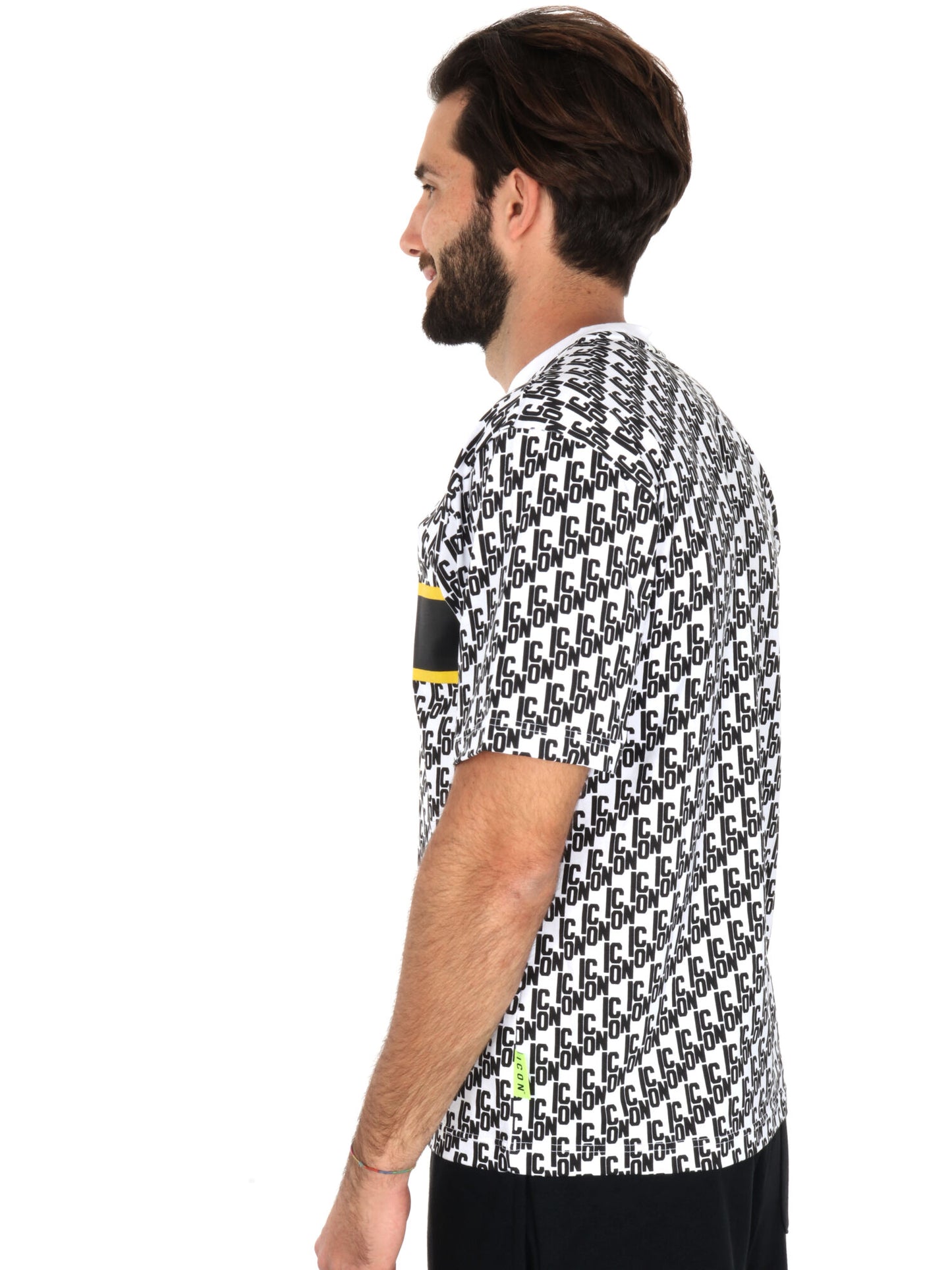 T-SHIRT LOGO ALL-OVER CON FASCIA ICON UOMO BIANCO
