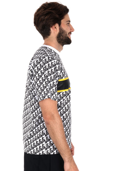T-SHIRT LOGO ALL-OVER CON FASCIA ICON UOMO BIANCO
