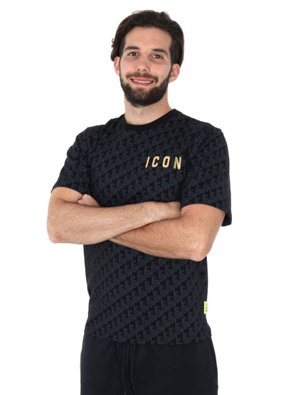 T-SHIRT LOGO ALL-OVER ICON UOMO NERO
