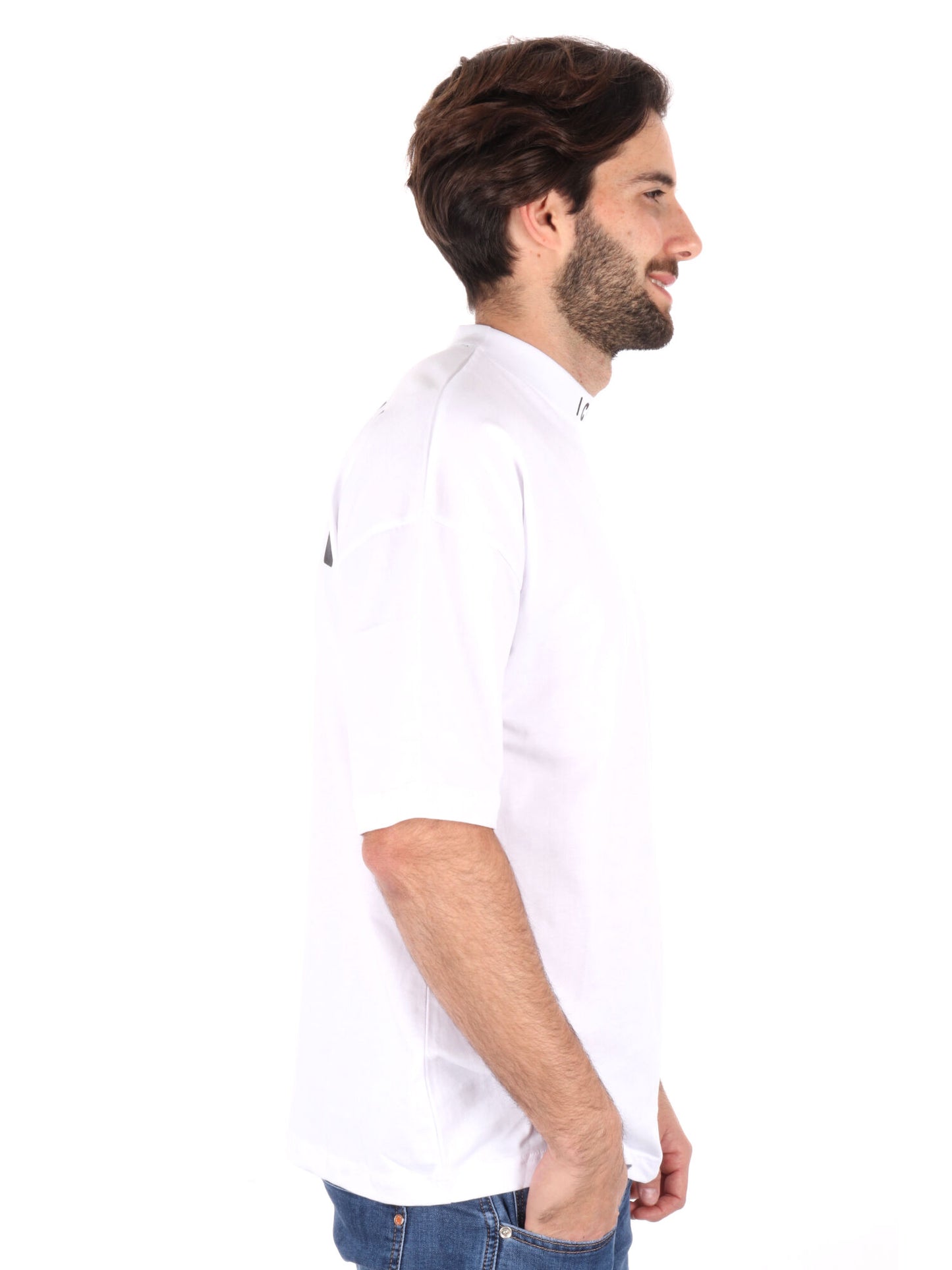 T-SHIRT LOGO SU GIROCOLLO ICON UOMO BIANCO