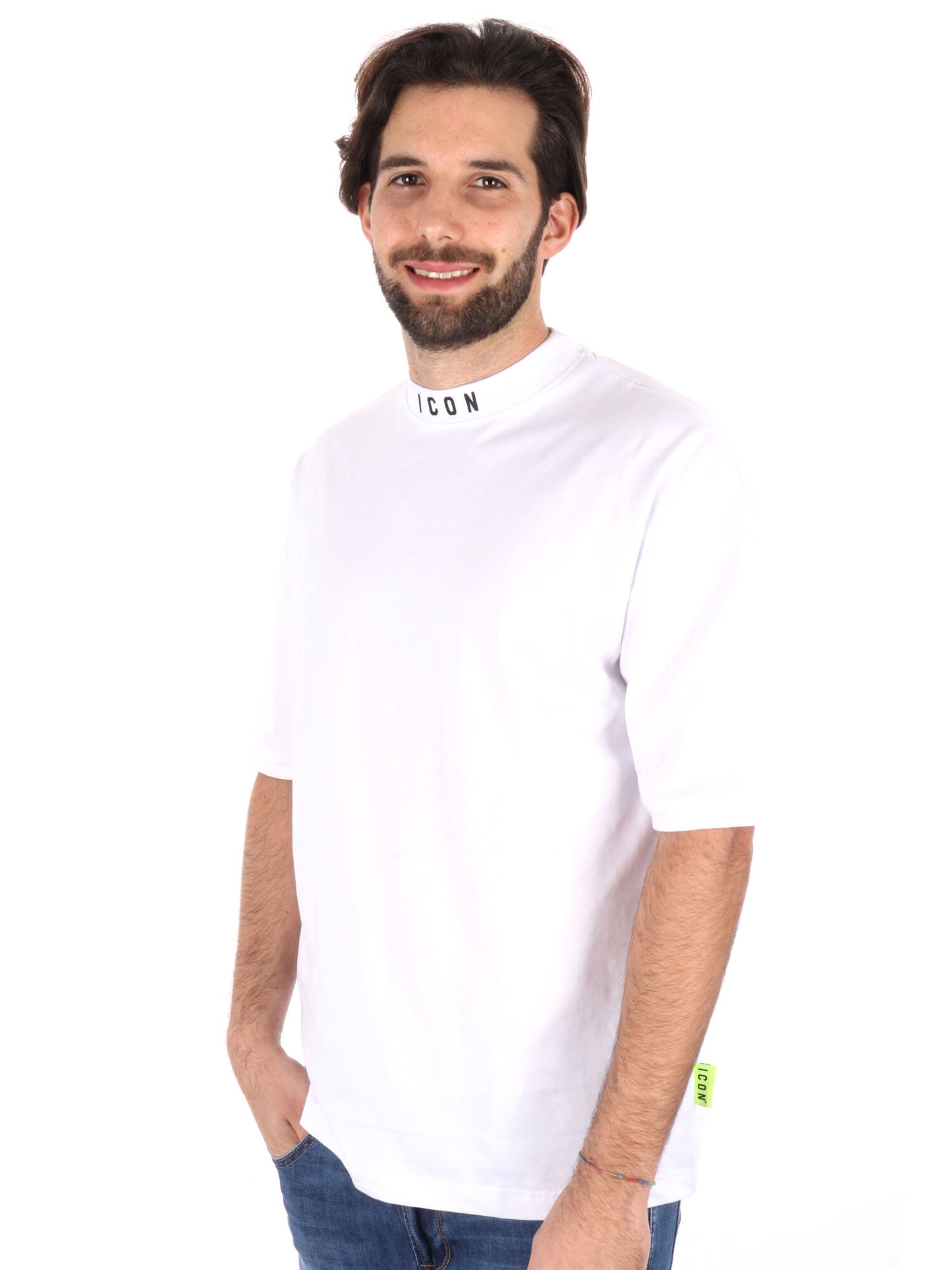 T-SHIRT LOGO SU GIROCOLLO ICON UOMO BIANCO