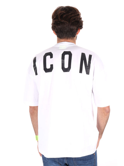 T-SHIRT LOGO SU GIROCOLLO ICON UOMO BIANCO