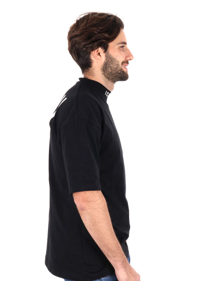 T-SHIRT LOGO SU GIROCOLLO ICON UOMO NERO