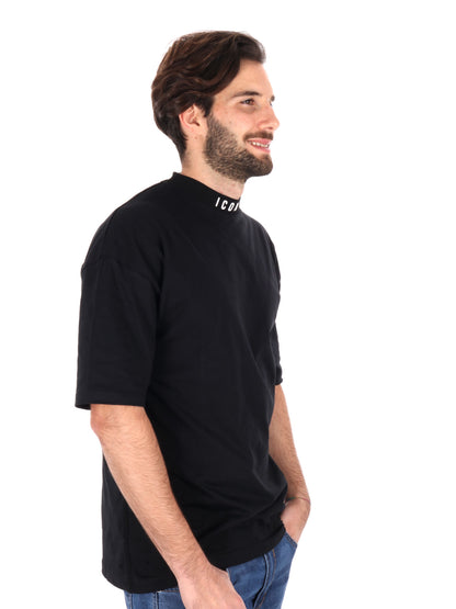 T-SHIRT LOGO SU GIROCOLLO ICON UOMO NERO