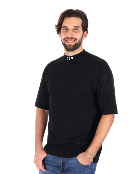 T-SHIRT LOGO SU GIROCOLLO ICON UOMO NERO