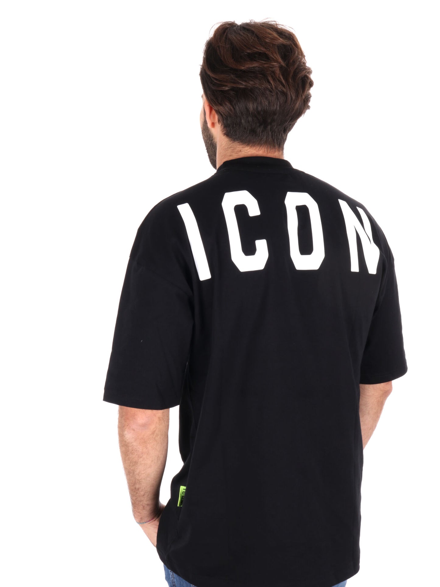 T-SHIRT LOGO SU GIROCOLLO ICON UOMO NERO