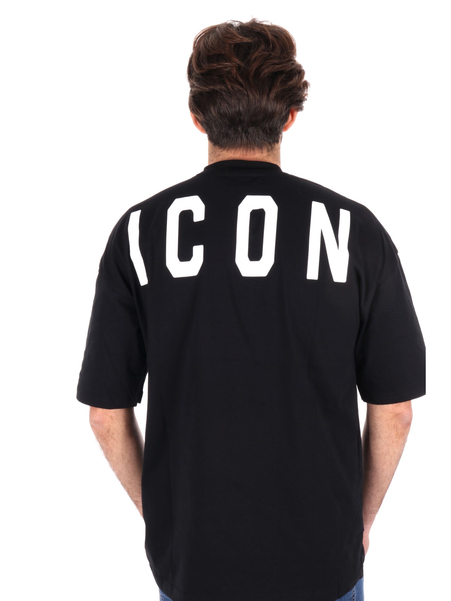 T-SHIRT LOGO SU GIROCOLLO ICON UOMO NERO
