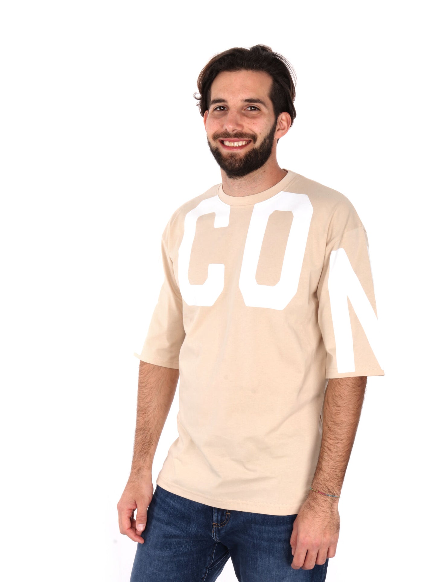 T-SHIRT MAXI LOGO ICON UOMO AVORIO