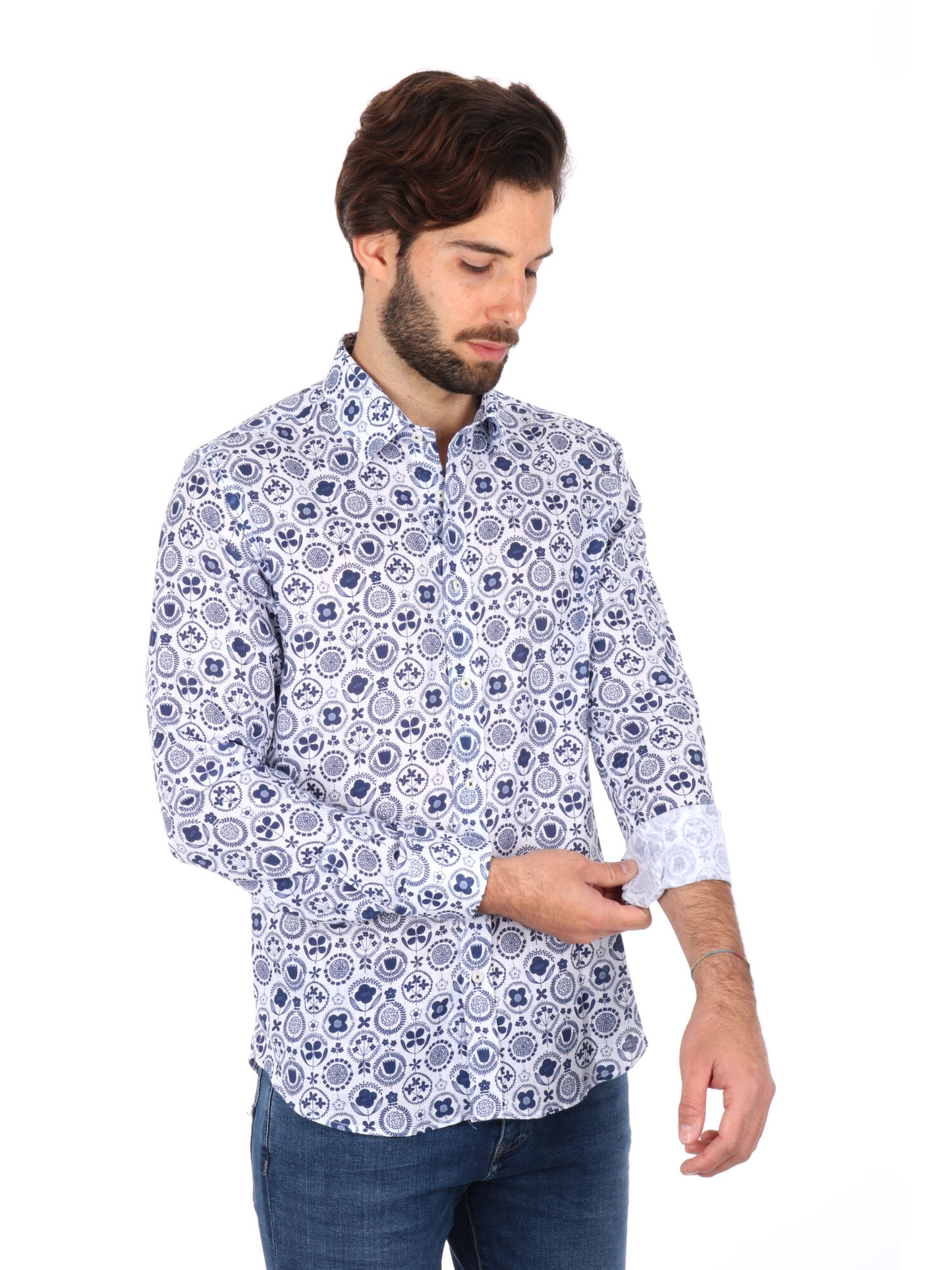 CAMICIA ISPICA FB UOMO BIANCO-BLU