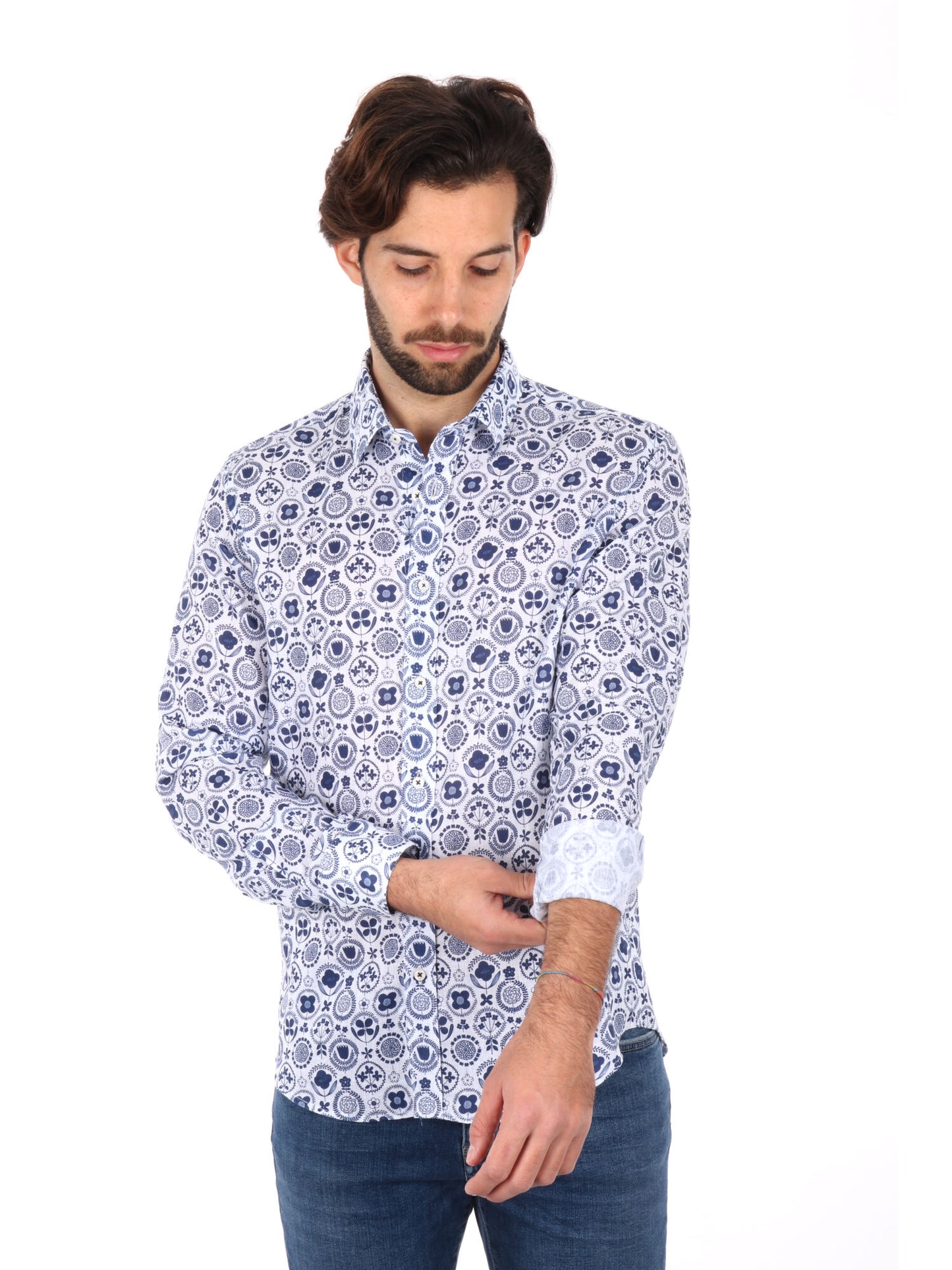 CAMICIA ISPICA FB UOMO BIANCO-BLU