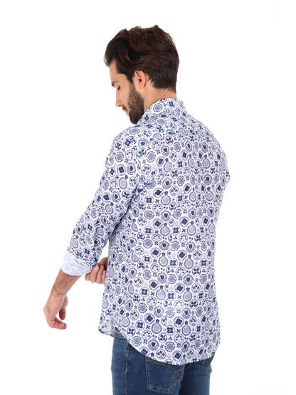 CAMICIA ISPICA FB UOMO BIANCO-BLU