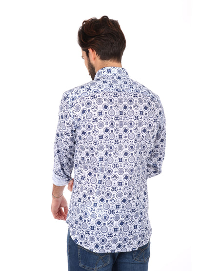 CAMICIA ISPICA FB UOMO BIANCO-BLU