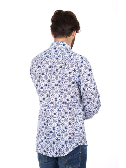 CAMICIA ISPICA FB UOMO BIANCO-BLU