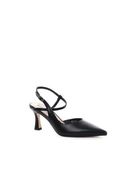 Queen Helena décolleté slingback con cinturino intrecciato da donna nero