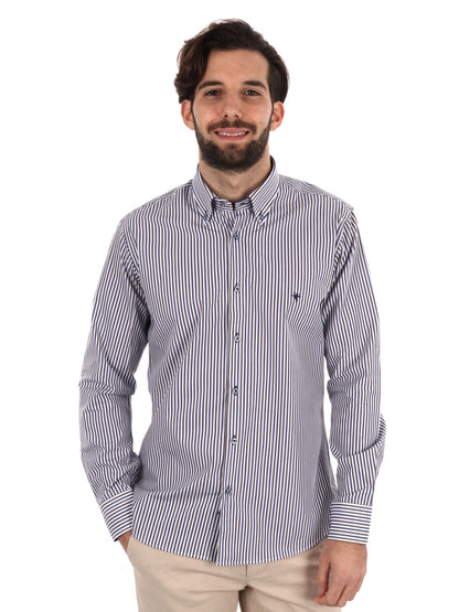 CAMICIA A RIGHE FB UOMO BLU-MARRONE