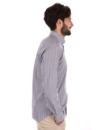 CAMICIA A RIGHE FB UOMO BLU-MARRONE