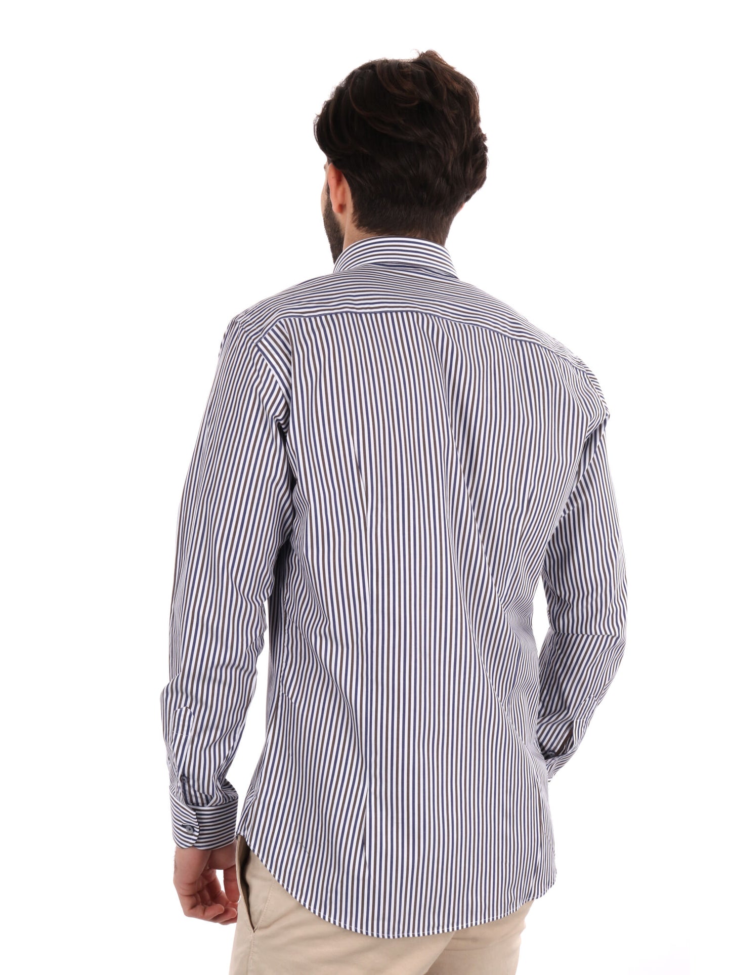 CAMICIA A RIGHE FB UOMO BLU-MARRONE
