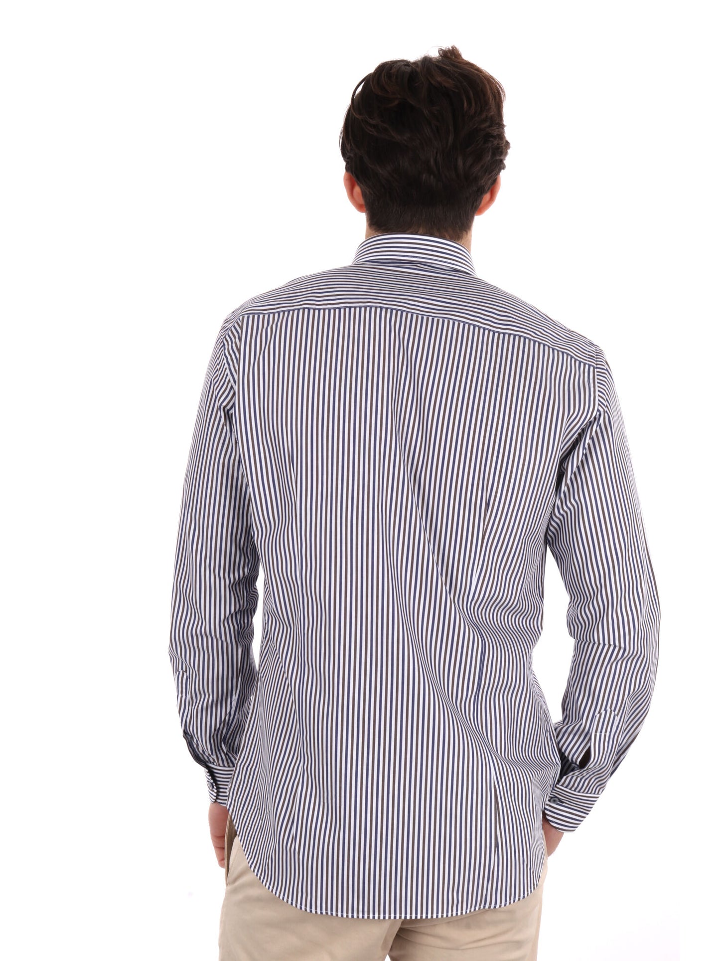 CAMICIA A RIGHE FB UOMO BLU-MARRONE