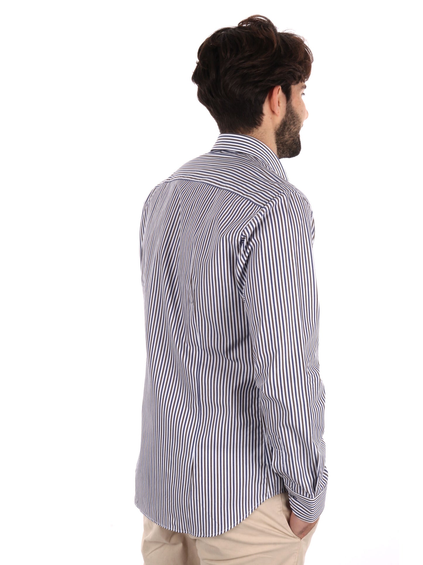 CAMICIA A RIGHE FB UOMO BLU-MARRONE