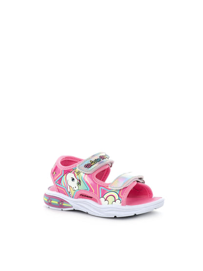 SANDALI CON LUCI E STRAP DISNEY BAMBINA ARGENTO FUXIA
