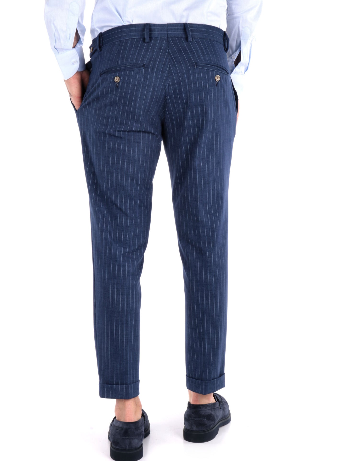 PANTALONE CON PENCES A RIGHE FB UOMO BLU