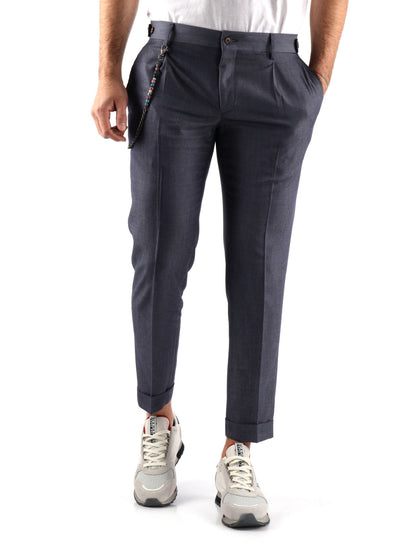 PANTALONE CON PENCES FB UOMO BLU
