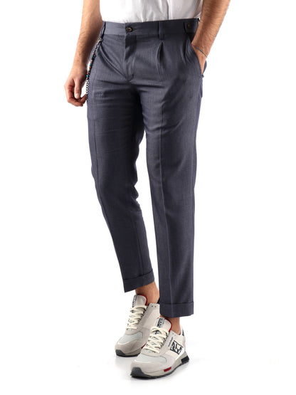 PANTALONE CON PENCES FB UOMO BLU