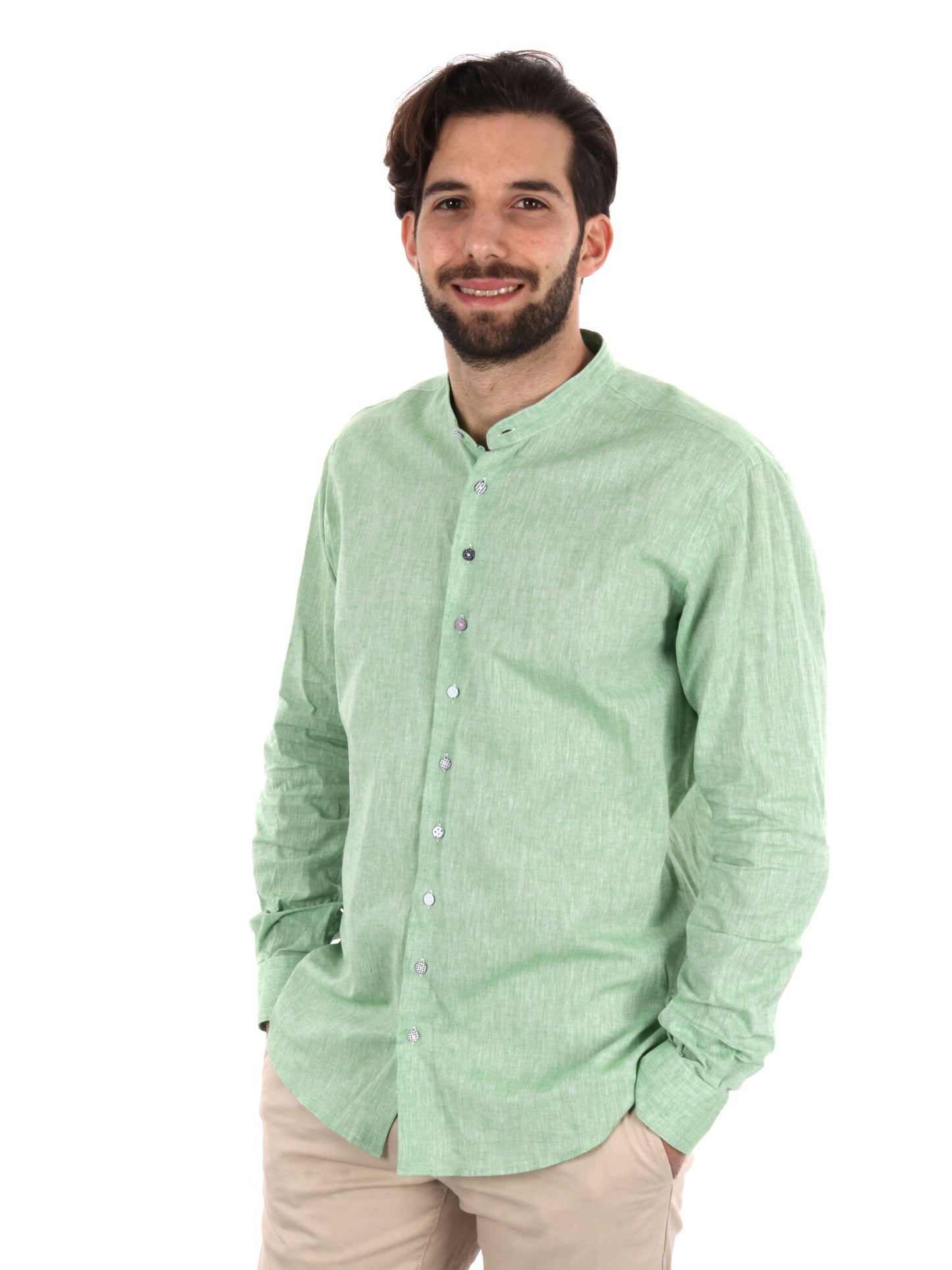 CAMICIA COLLO COREANO FB UOMO SALVIA