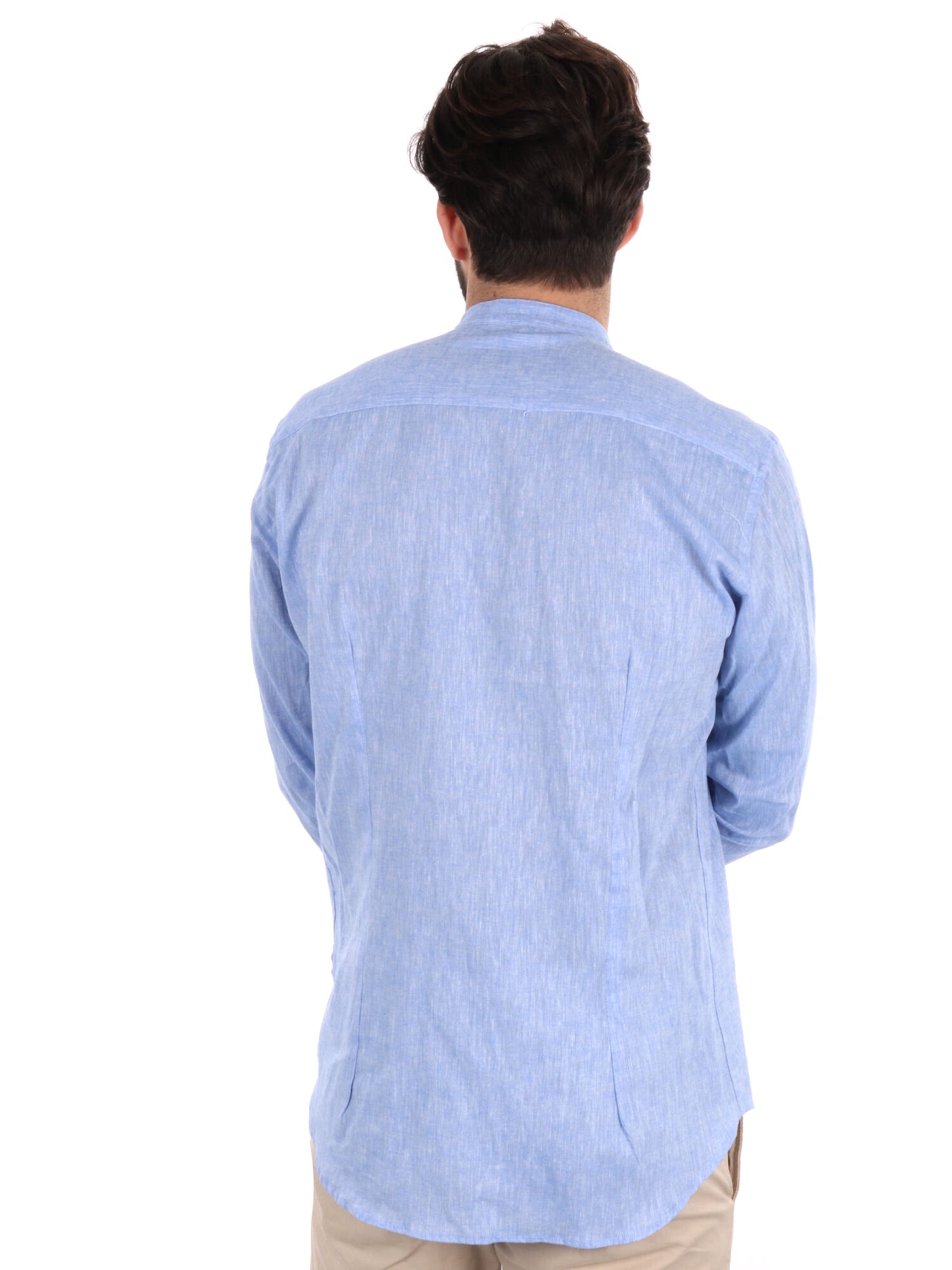Camicia da uomo FB Maracaibo Core 3 in cotone azzurra con colletto coreano