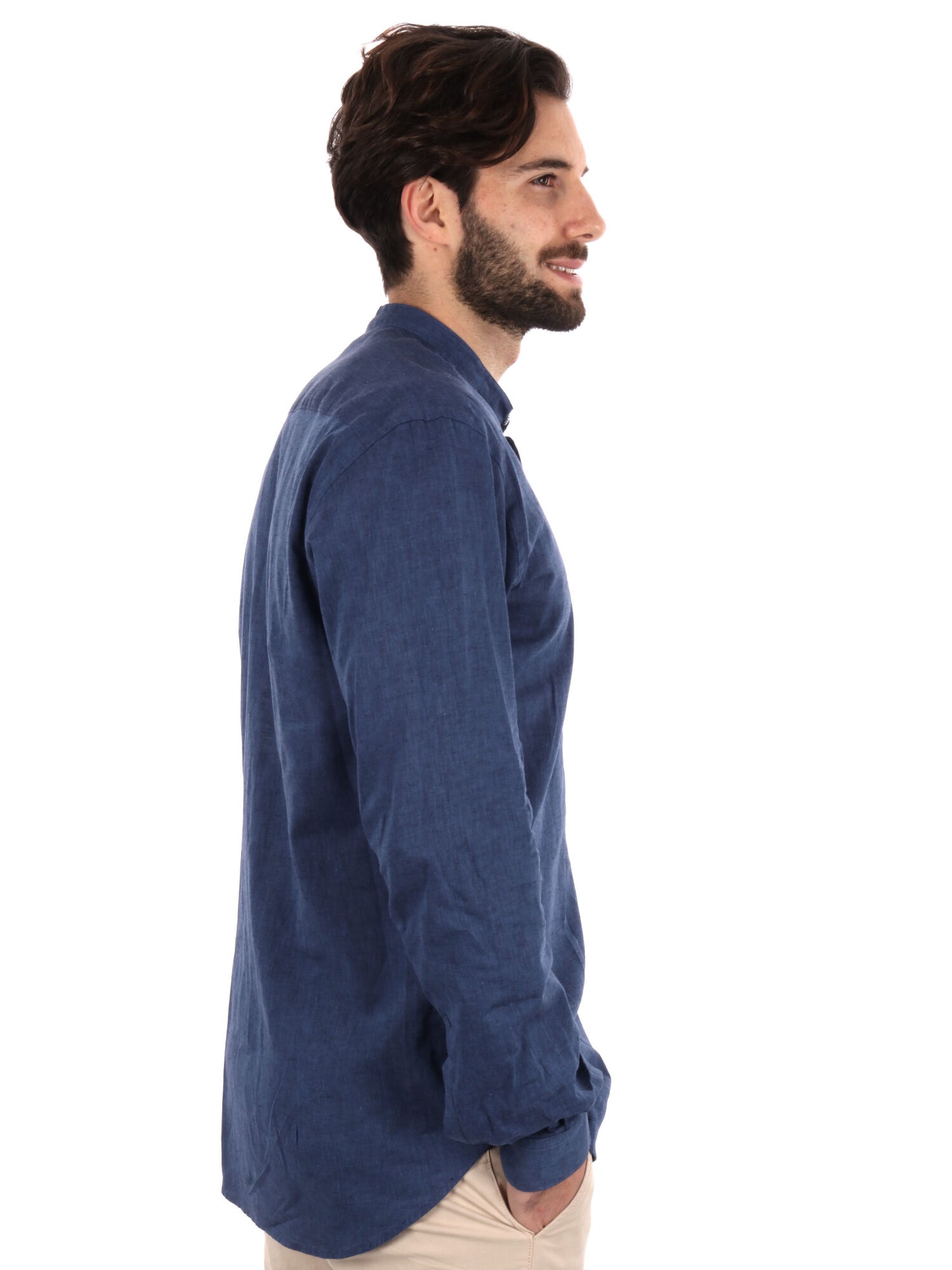 CAMICIA COLLO COREANO FB UOMO BLU