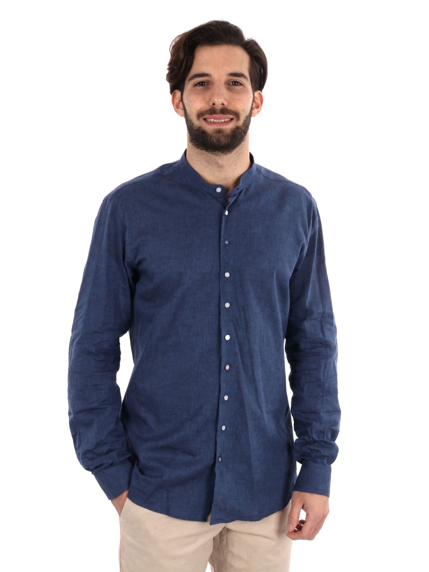 CAMICIA COLLO COREANO FB UOMO BLU