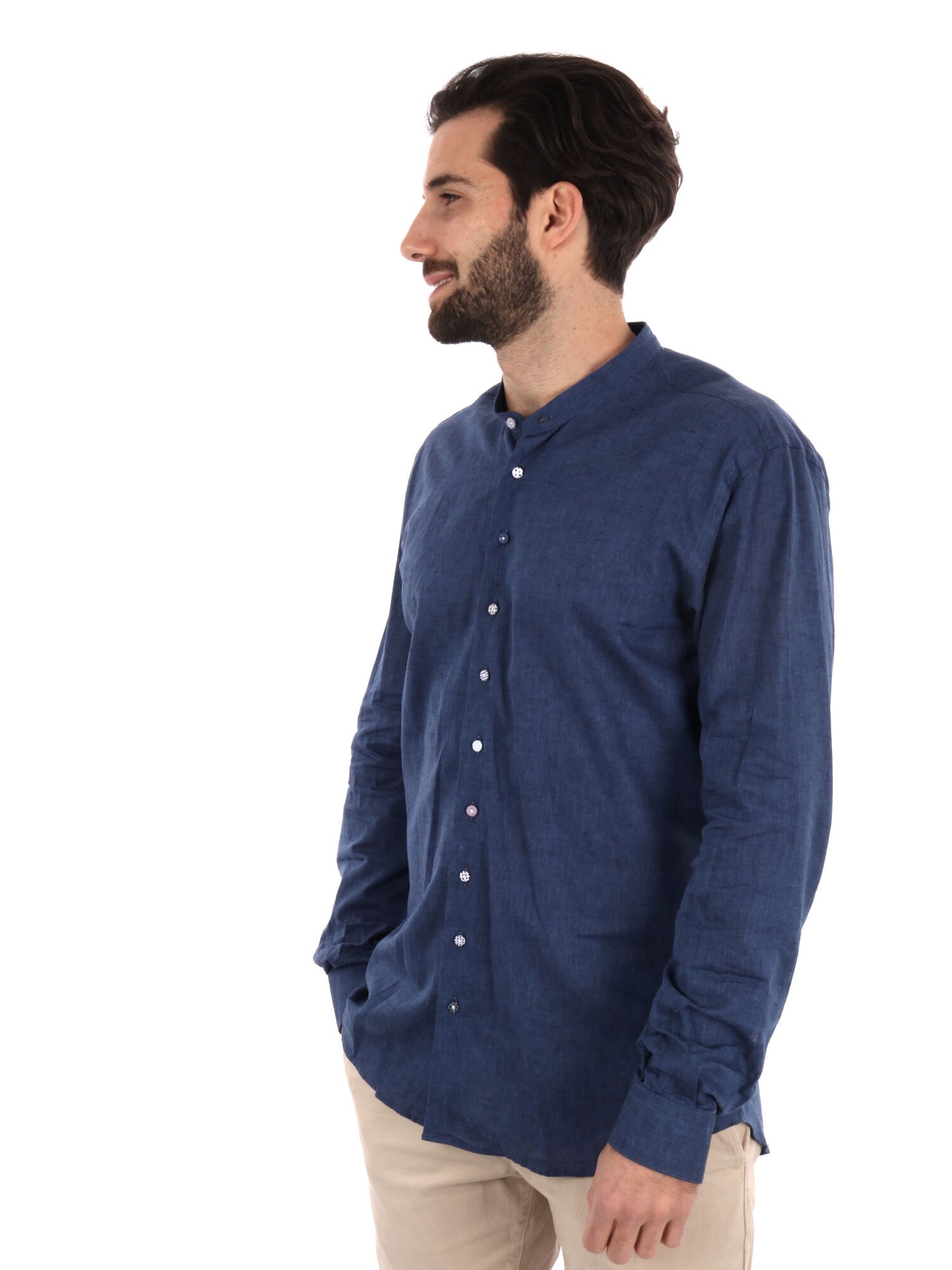 CAMICIA COLLO COREANO FB UOMO BLU