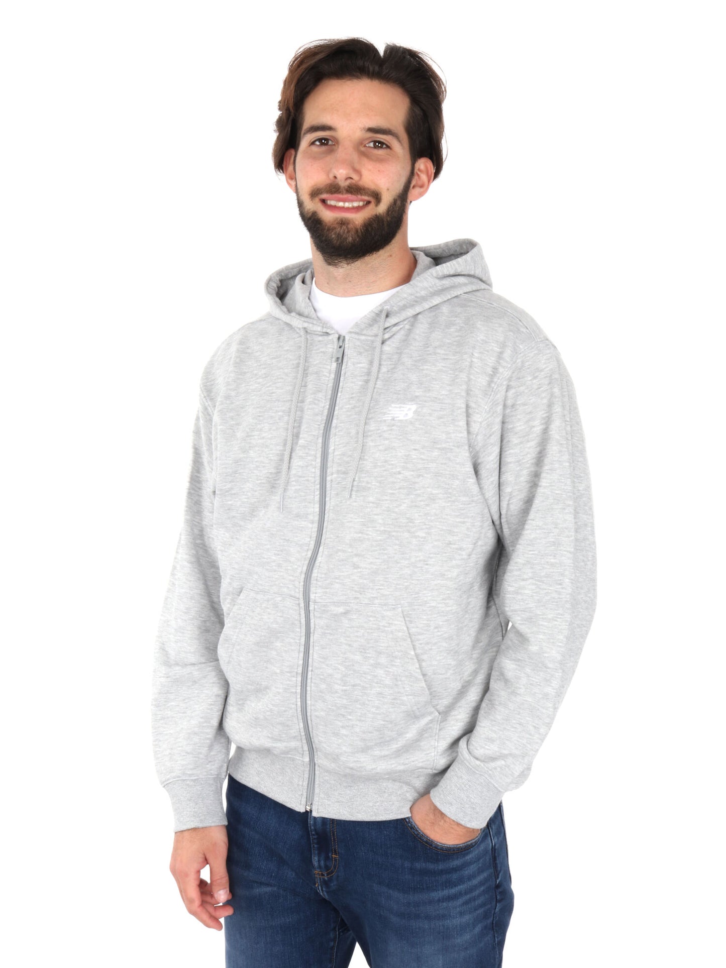 FELPA CON CAPPUCCIO NEW BALANCE DA UOMO GRIGIO