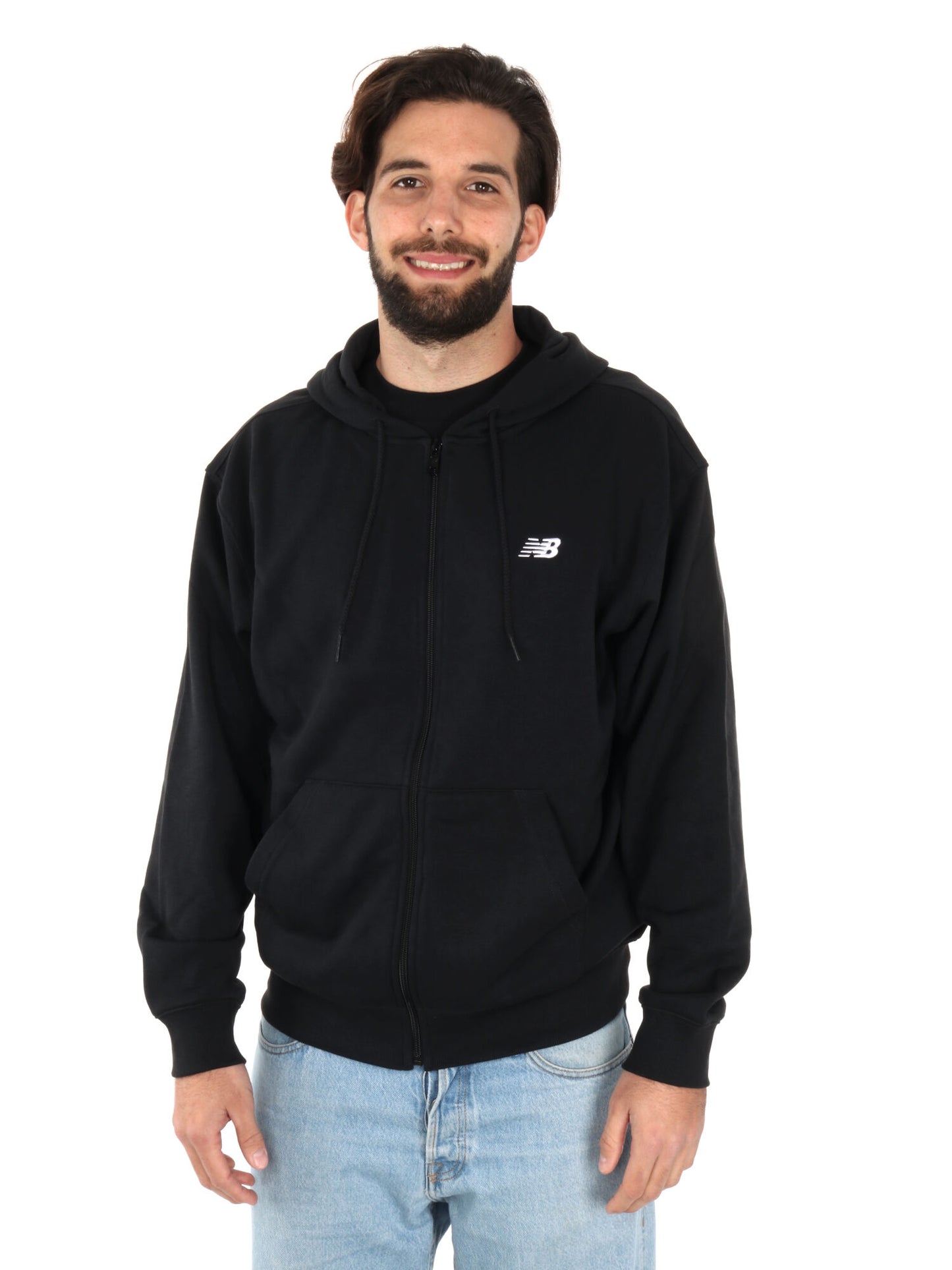 FELPA CON CAPPUCCIO NEW BALANCE DA UOMO NERO