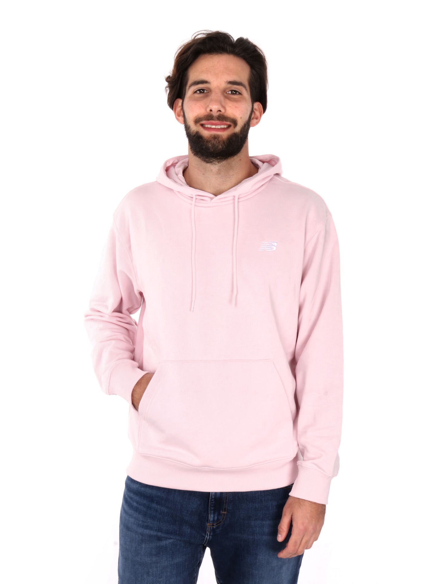 FELPA CON CAPPUCCIO CON LOGO RICAMATO NEW BALANCE UOMO ROSA